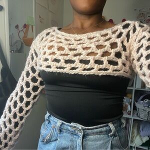 pink crochet sleeves